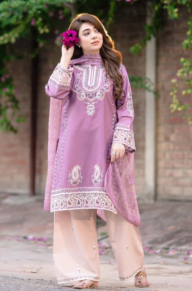 Urge - 3PC Lawn Embroidered Shirt with Chiffon Embroidered Dupatta and Trouser - BFB0755