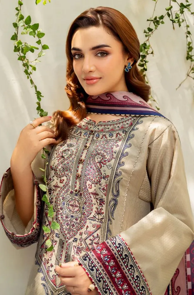 JAZMIN - 3PC Lawn Embroidered Shirt with Chiffon Embroidered Dupatta and Trouser - BFB0756 - Image 4
