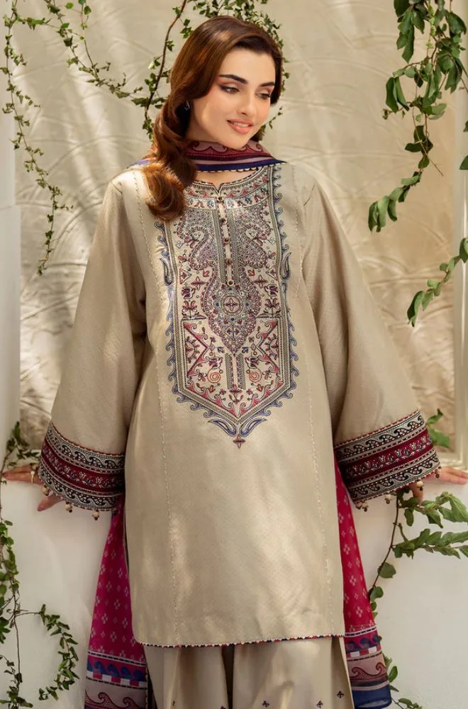 JAZMIN - 3PC Lawn Embroidered Shirt with Chiffon Embroidered Dupatta and Trouser - BFB0756 - Image 5
