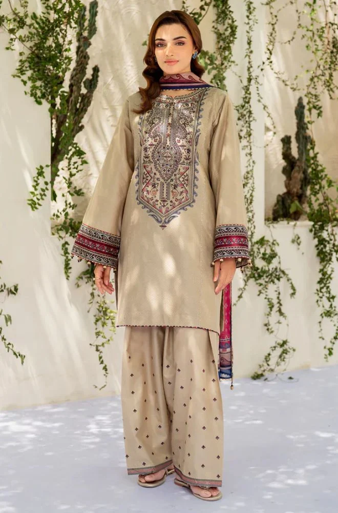 JAZMIN - 3PC Lawn Embroidered Shirt with Chiffon Embroidered Dupatta and Trouser - BFB0756 - Image 6