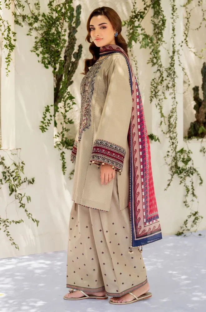 JAZMIN - 3PC Lawn Embroidered Shirt with Chiffon Embroidered Dupatta and Trouser - BFB0756 - Image 7