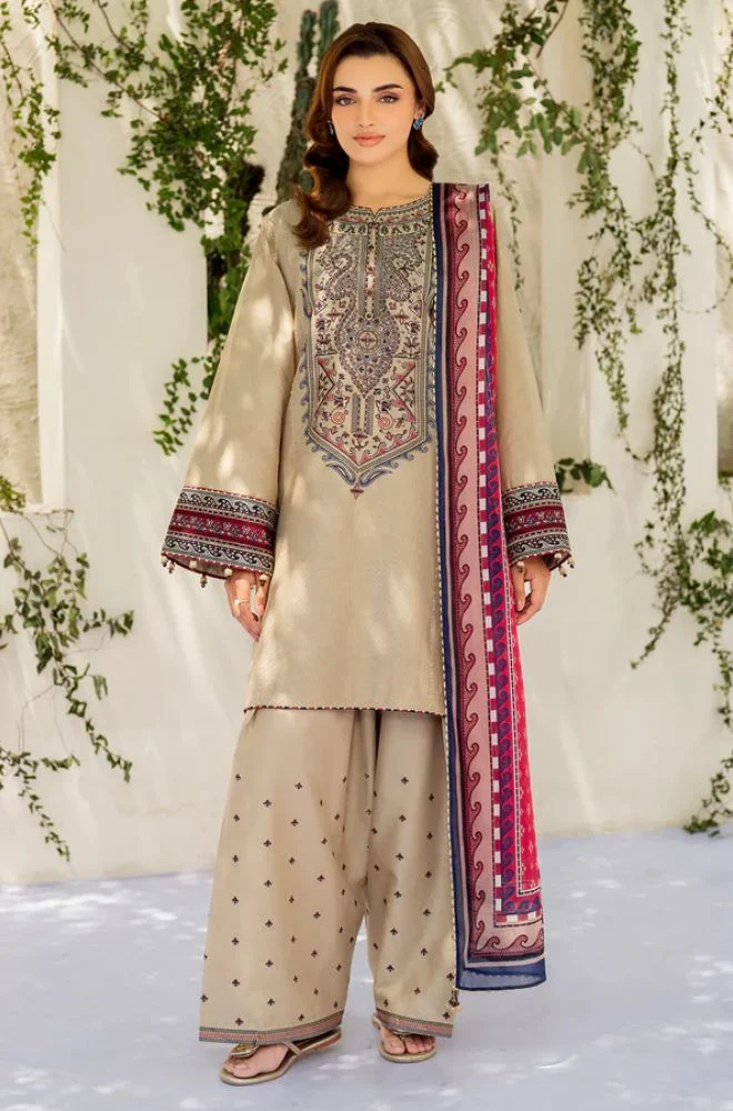JAZMIN - 3PC Lawn Embroidered Shirt with Chiffon Embroidered Dupatta and Trouser - BFB0756 - Image 9
