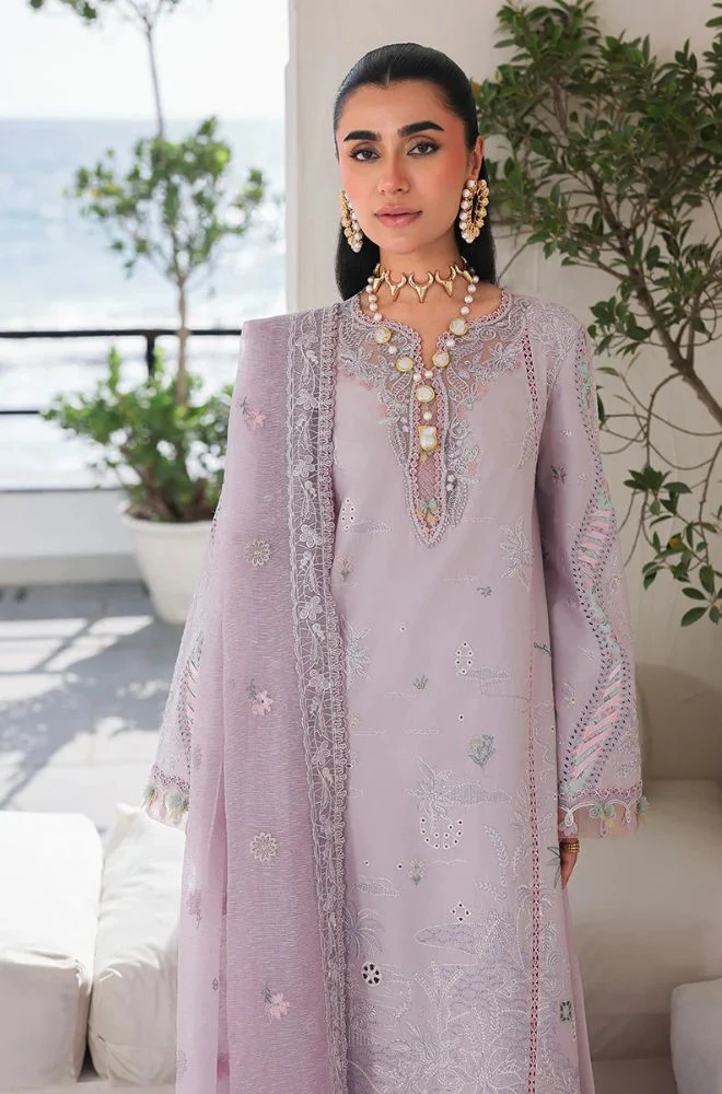 QALAMKAR - 3PC Lawn Embroidered Shirt with Monar Embroidered Dupatta and Trouser - BFB0777 - Image 3
