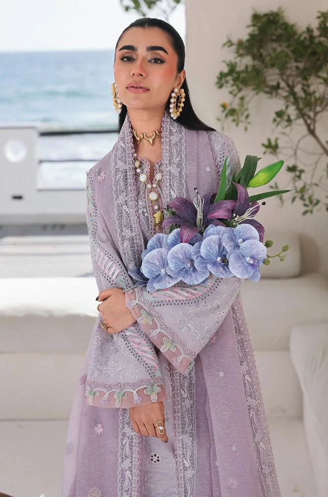QALAMKAR - 3PC Lawn Embroidered Shirt with Monar Embroidered Dupatta and Trouser - BFB0777 - Image 4