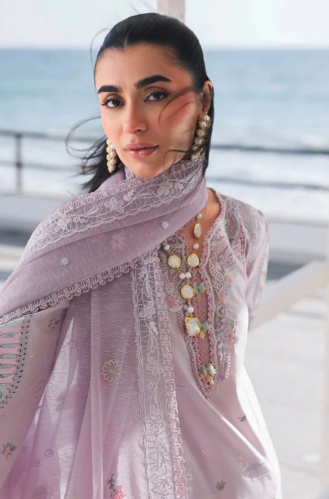 QALAMKAR - 3PC Lawn Embroidered Shirt with Monar Embroidered Dupatta and Trouser - BFB0777 - Image 5