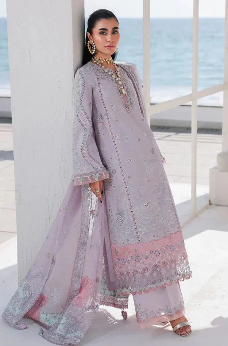 QALAMKAR - 3PC Lawn Embroidered Shirt with Monar Embroidered Dupatta and Trouser - BFB0777 - Image 6