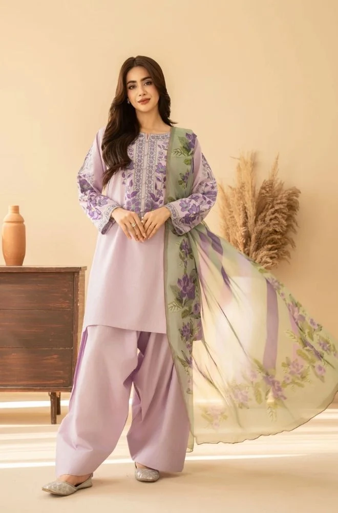 TRAZ - 3PC Summer Lawn Embroidered Shirt with Monar Printed Dupatta and Trouser - BFB0816