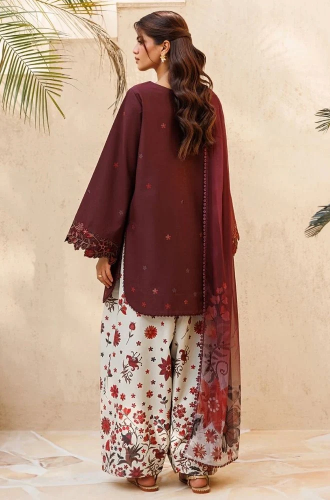 IZNIK - 3PC Summer Lawn Embroidered Shirt with Monar Printed Dupatta and Trouser - BFB0817 - Image 2