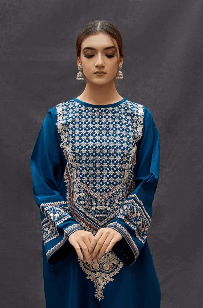 2PC Dhanak Embroidered Shirt and Trouser - BFRZ0111