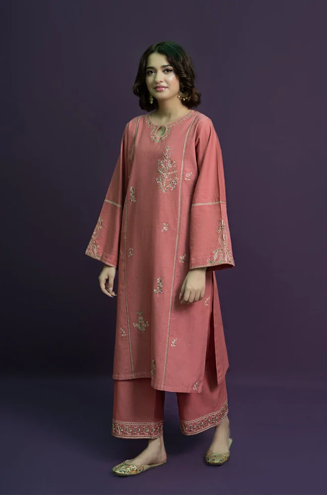 Urge - 2PC Dhanak Embroidered Shirt and Trouser - BFB0902