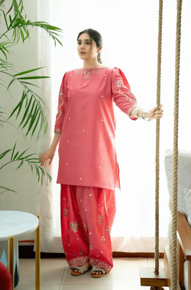 Urge - 2PC Dhanak Embroidered Shirt and Trouser - RTW063 - Image 5