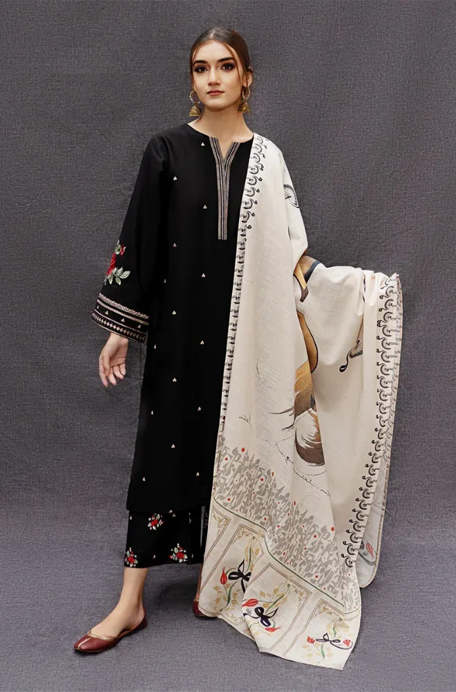 Urge - 3PC Dhana Embroidered Shirt With Twill Printed Dupatta and Trouser - BFB0901