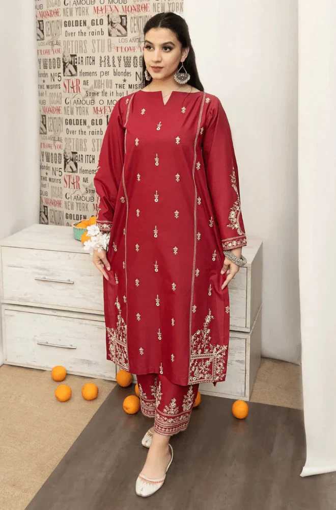 Urge - 3PC Dhanak Embroidered Shirt with Dhanak Printed Dupatta and Trouser - BFB0861 - Image 3