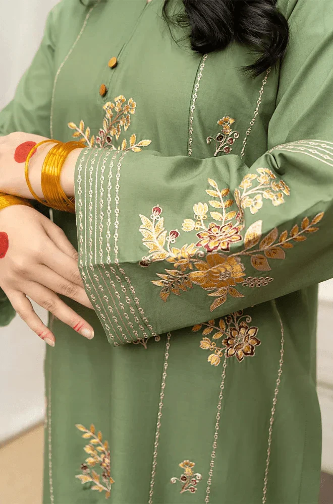 Urge - 3PC Dhanak Embroidered Shirt With Wool Printed Dupatta and Trouser - BFB0862 - Image 3