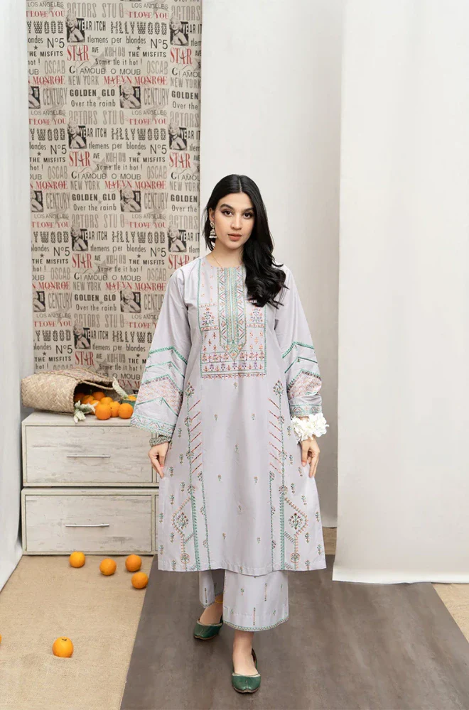 Urge - 3PC Dhanak Embroidered Shirt with Dhanak Printed Dupatta and Trouser - BFB0864 - Image 2