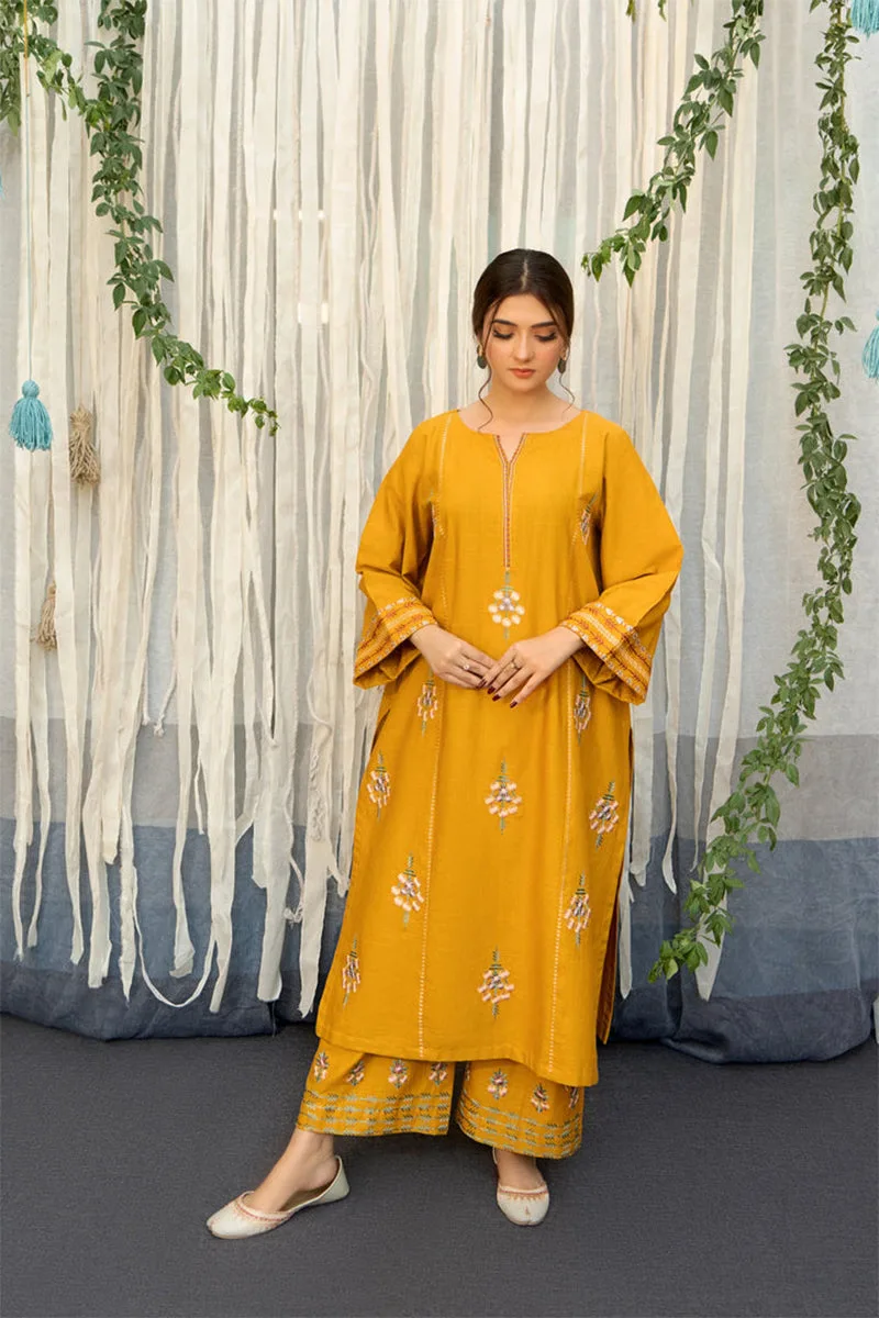 Urge - 3PC Dhanak Embroidered Shirt with Twill Printed Dupatta and Trouser - BFB0866 - Image 2
