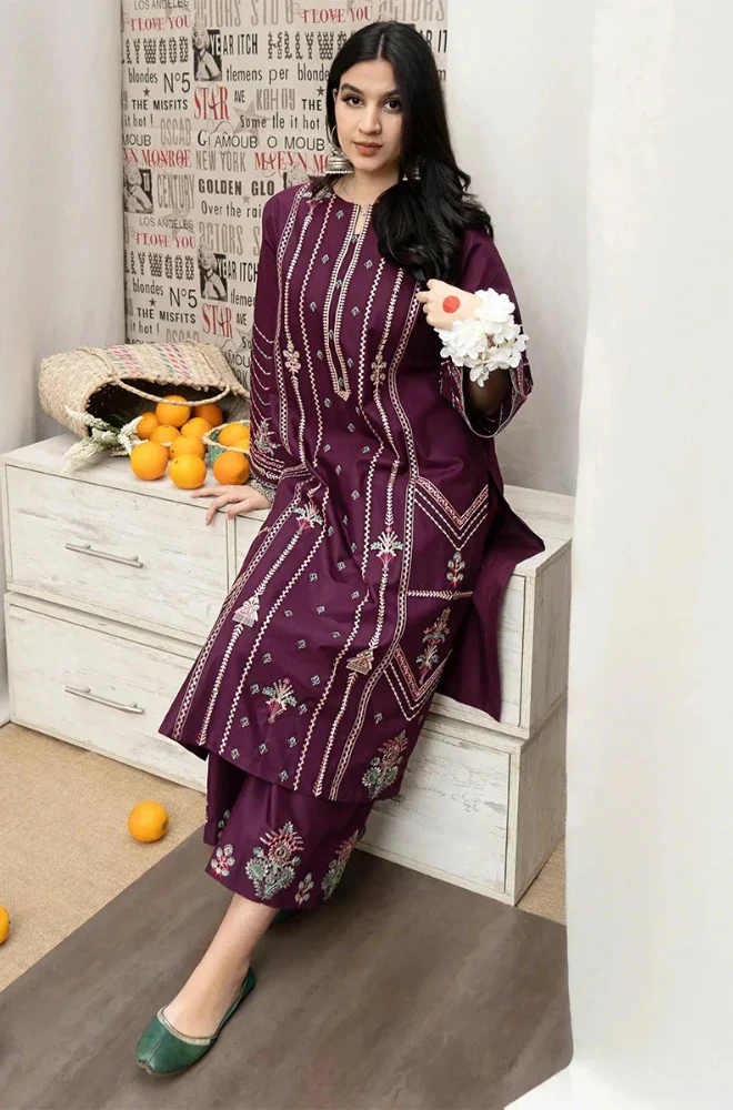 Urge - 3PC Dhanak Embroidered Shirt With Twill Printed Dupatta and Trouser - BFB0913 - Image 4