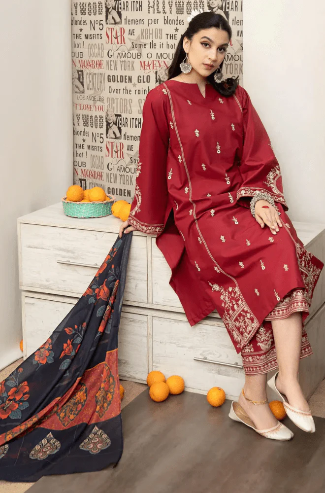 URGE - 3PC Lawn Embroidered Shirt with Lawn Printed Dupatta and Trouser - BFB0136 - Image 2