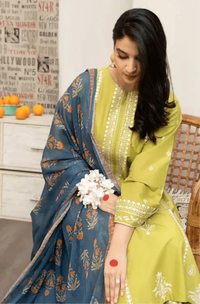 URGE - 3PC Lawn Embroidered Shirt with Lawn Printed Dupatta and Trouser - BFB0595 - Image 6