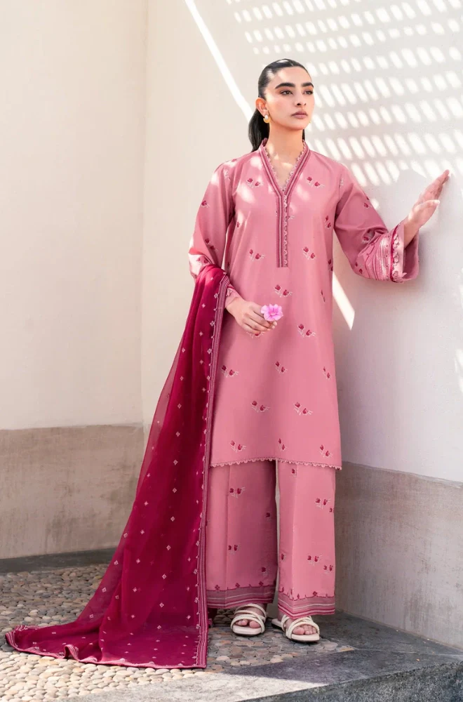 XENIA FORMALS - 3PC Lawn Embroidered Shirt with Chiffon Embroidered Dupatta and Trouser - BFB0658