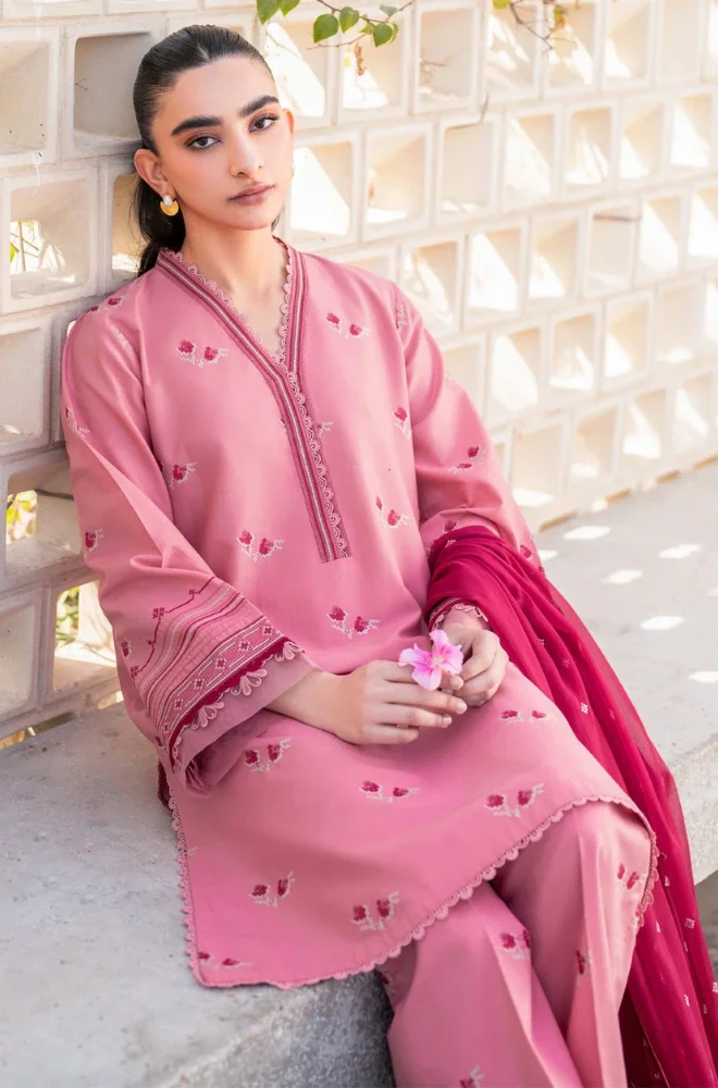 XENIA FORMALS - 3PC Lawn Embroidered Shirt with Chiffon Embroidered Dupatta and Trouser - BFB0658 - Image 5