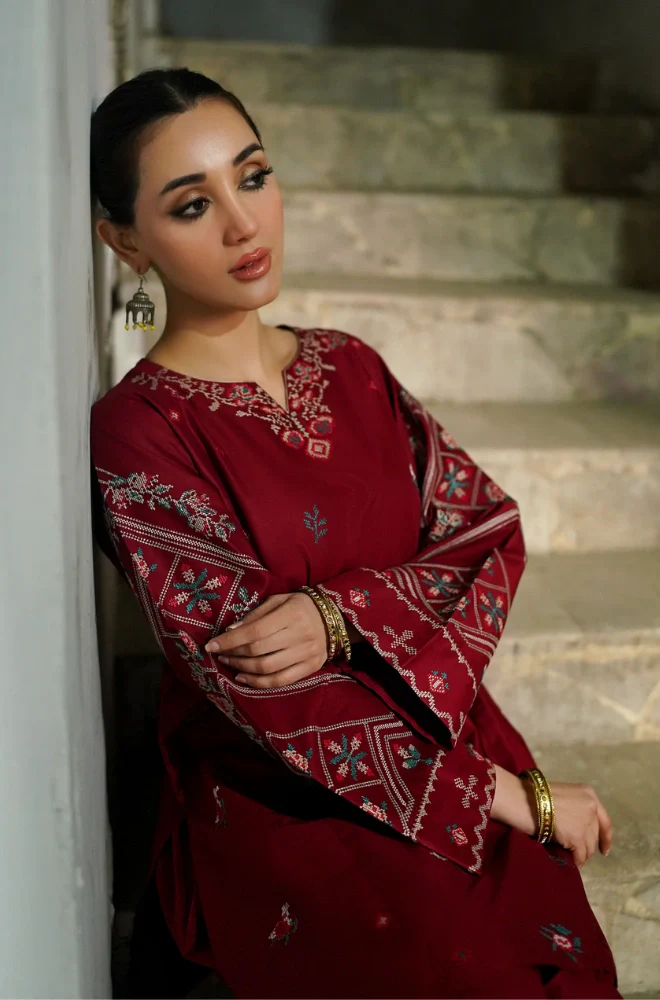 URGE - 3PC Lawn Embroidered Shirt and Trouser- BFB0278 - Image 6