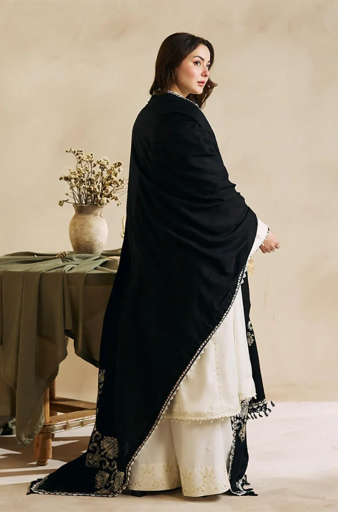 Zara Shahjahan - 3PC Dhanak Embroidered Shirt With Embroidered Dupatta and Trouser - BFB0856 - Image 3