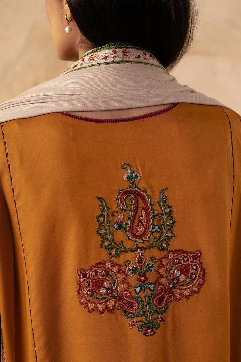 Zara Shahjahan - 3PC Dhanak Embroidered Shirt With Embroidered Dupatta and Trouser - BFB0857 - Image 5