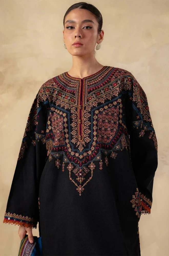 Zara Shahjahan - 3PC Dhanak Embroidered Shirt With Twill Printed Dupatta and Trouser - BFB0916 - Image 3