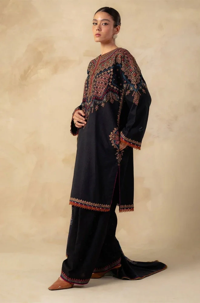 Zara Shahjahan - 3PC Dhanak Embroidered Shirt With Twill Printed Dupatta and Trouser - BFB0916 - Image 4