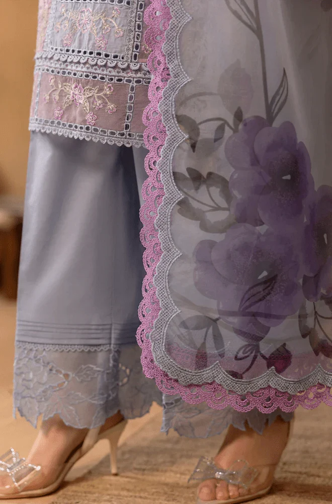 SAIRA RIZWAN - 3PC Lawn Chikankari Embroidered Shirt with Chiffon Printed Dupatta and Trouser- BFB0284 - Image 3