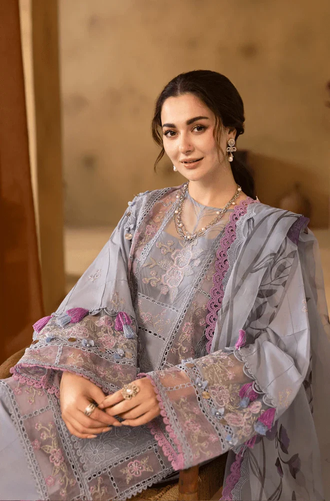 SAIRA RIZWAN - 3PC Lawn Chikankari Embroidered Shirt with Chiffon Printed Dupatta and Trouser- BFB0284 - Image 4
