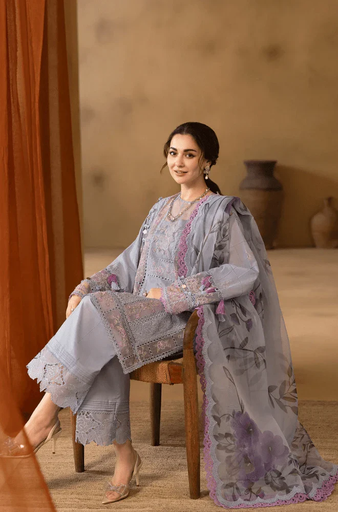SAIRA RIZWAN - 3PC Lawn Chikankari Embroidered Shirt with Chiffon Printed Dupatta and Trouser- BFB0284 - Image 5