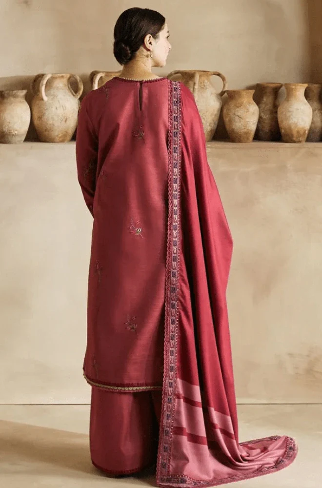 3PC Dhanak Embroidered Shirt with Dhanak Printed Dupatta and Trouser - BFB0434 - Image 2