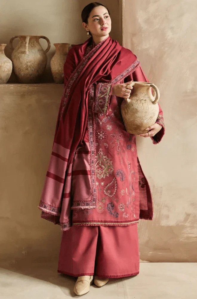 3PC Dhanak Embroidered Shirt with Dhanak Printed Dupatta and Trouser - BFB0434 - Image 4