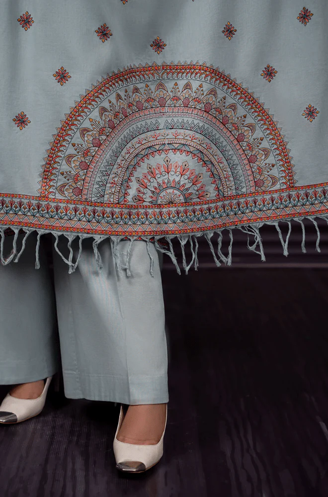 Kayseria - 3PC Dhanak Embroidered Shirt with Dhanak Embroidered Dupatta and Trouser - BFB0448 - Image 4
