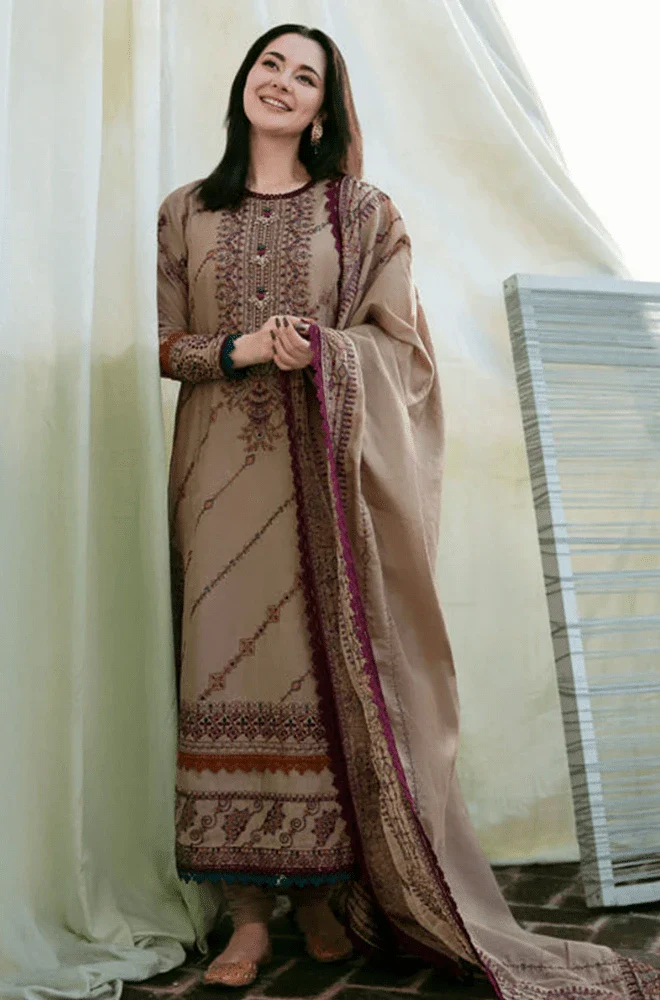 ZARA SHAHJAHAN - 3PC Dhanak Embroidered Shirt with Dhanak Embroidered Dupatta and Trouser- BFB0449