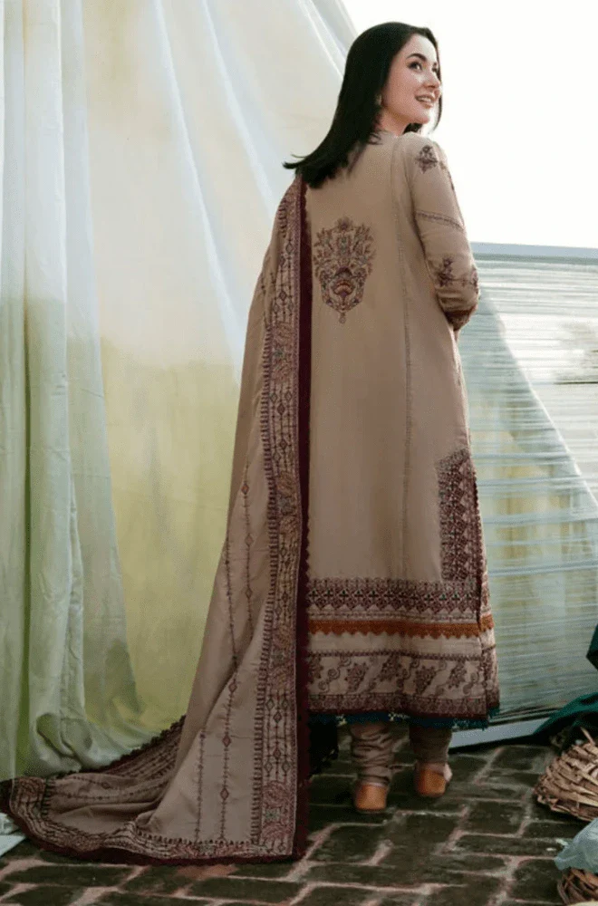 ZARA SHAHJAHAN - 3PC Dhanak Embroidered Shirt with Dhanak Embroidered Dupatta and Trouser- BFB0449 - Image 2