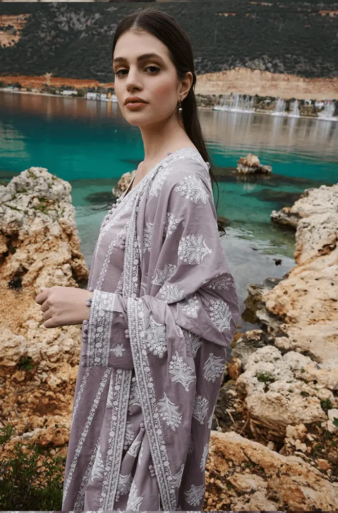 3PC Dhanak Embroidered Shirt with Dhanak Embroidered Dupatta and Trouser - BFB0450 - Image 2