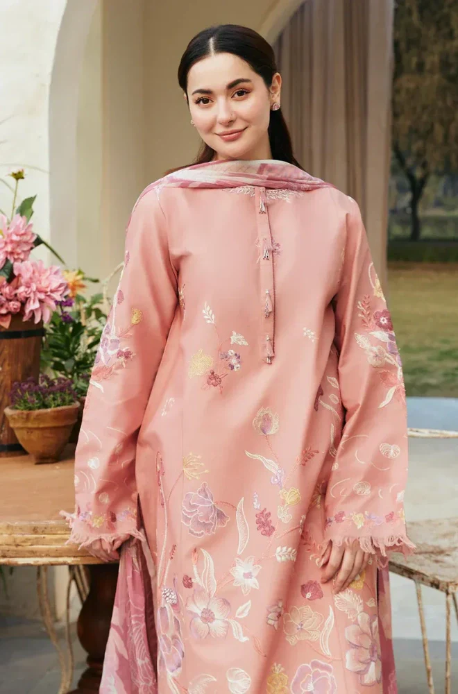 COCO BY ZARA SHAHJAHAN -3PC Lawn Embroidered Shirt with Chiffon Printed Dupatta and Trouser - BFU0020 - Image 2