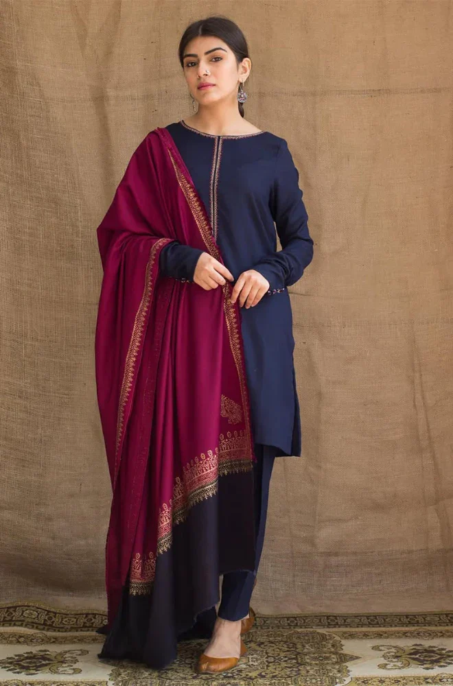 Zarpash - 3PC Dhanak Shirt With Twill Printed Dupatta and Trouser - BFB0910