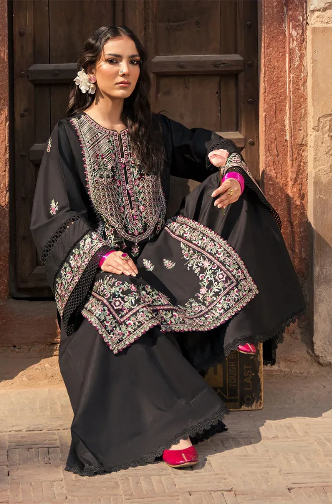 Zarposh - 3PC Dhanak Embroidered Shirt With Chiffon Embroidered Dupatta and Trouser - BFB0903